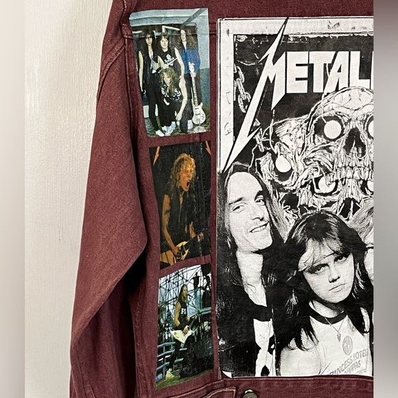 Metallica Pit Stop Brick Red Denim Jacket Adult M Heavy Metal Retro Streetwear - Picture 9 of 13